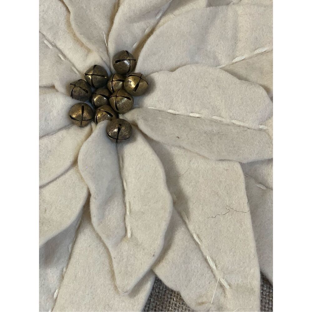 Pottery Barn Poinsettia Pillow 12” Bulrap Decorative Pillow - Picture 4 of 5